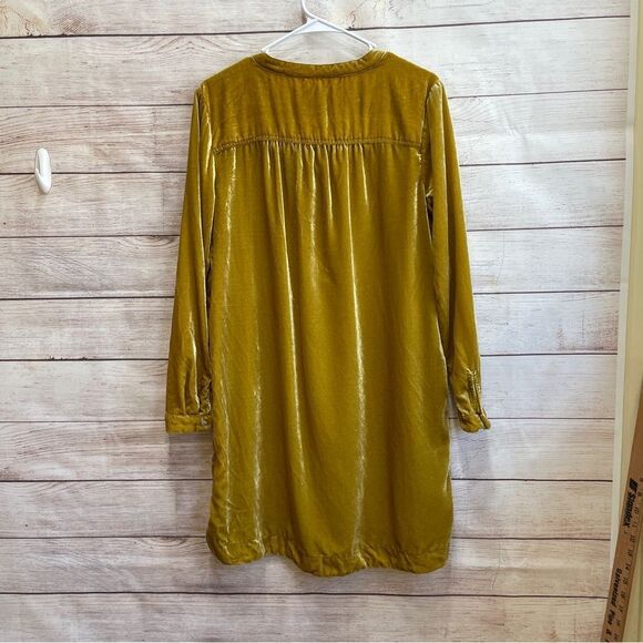 ANTHROPOLOGIE‎ MELODY CRUSHED VELVET DRESS IN GOLD - Picture 7 of 8